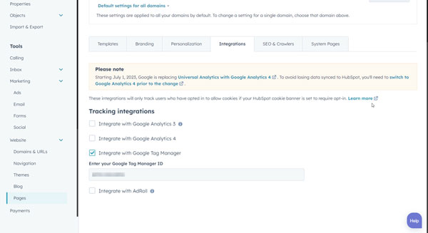 Integrating Google Analytics HubSpot